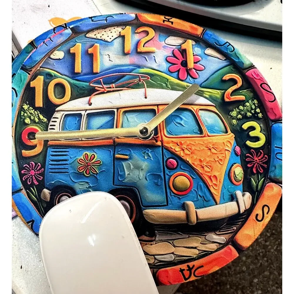 Mouse Pad VW Bus Hippe Boho Retro Computer Desk Non-Slip 8x8